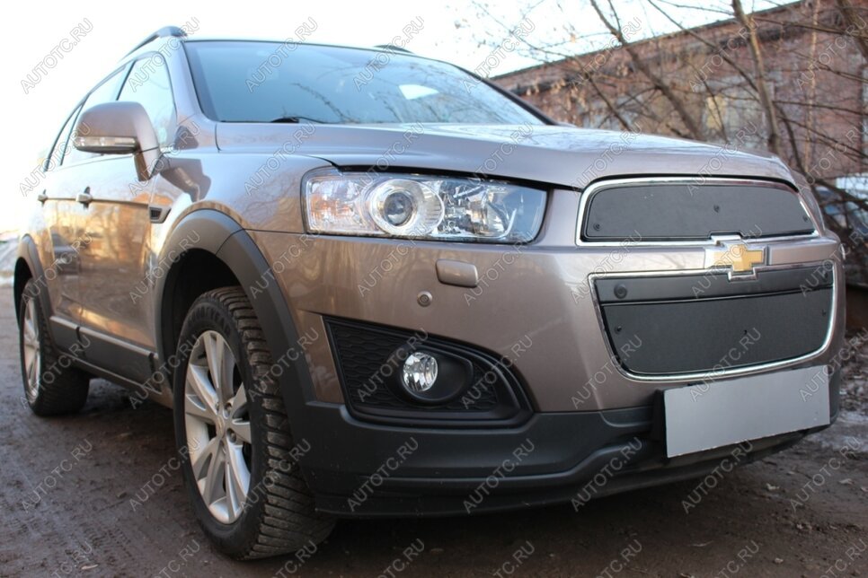 799 р. Зимняя заглушка решетки радиатора (верх) Стрелка11  Chevrolet Captiva (2011-2013) 1-ый рестайлинг (черная)  с доставкой в г. Краснодар