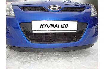 799 р. Зимняя заглушка решетки радиатора Стрелка11  Hyundai i20  PB (2008-2012) хэтчбэк дорестайлинг (черная)  с доставкой в г. Краснодар. Увеличить фотографию 2