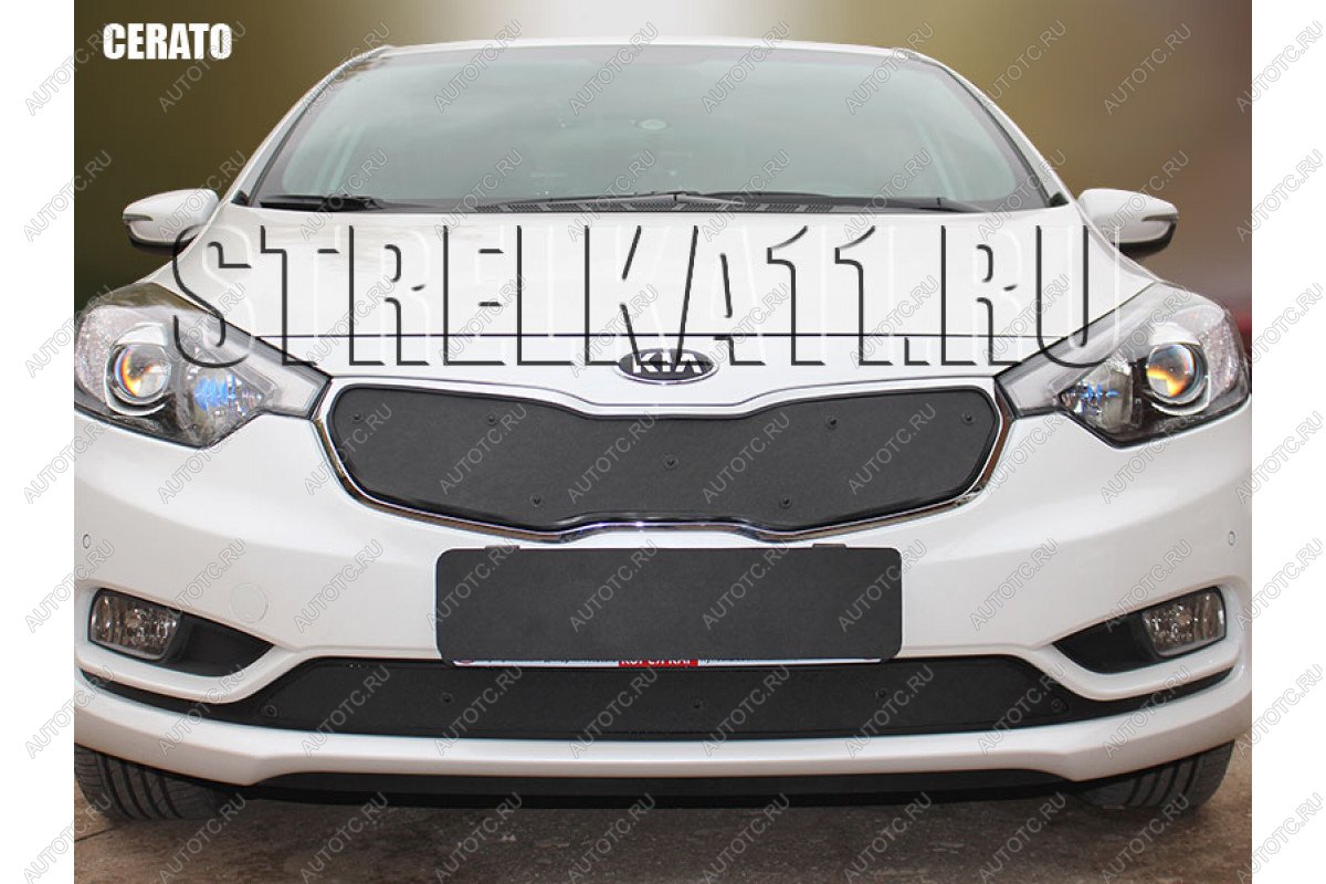 799 р. Зимняя заглушка решетки радиатора (верх) Стрелка11  KIA Cerato  3 YD (2013-2016) дорестайлинг седан (черная)  с доставкой в г. Краснодар