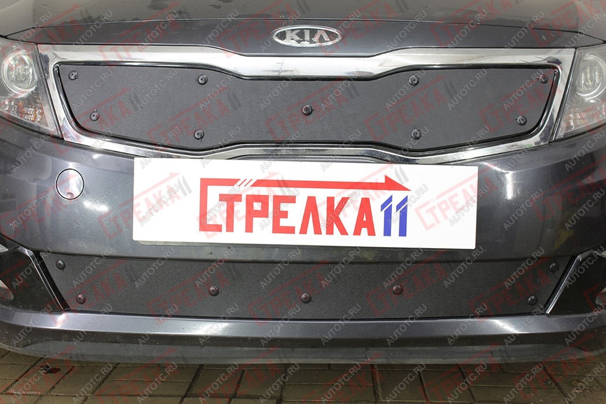 799 р. Зимняя заглушка решетки радиатора (верх) Стрелка11  KIA Optima  3 TF (2010-2013) дорестайлинг седан (черная)  с доставкой в г. Краснодар