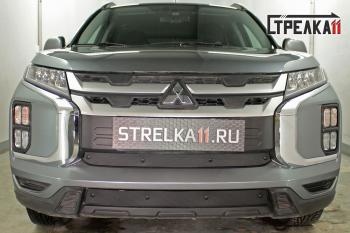 Зимняя заглушка решетки радиатора (середина) Стрелка11 Mitsubishi ASX 3-ий рестайлинг (2019-2024)  (черная)