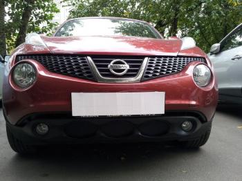 799 р. Зимняя заглушка решетки радиатора Стрелка11  Nissan Juke  1 YF15 (2010-2014) дорестайлинг (черная)  с доставкой в г. Краснодар. Увеличить фотографию 2