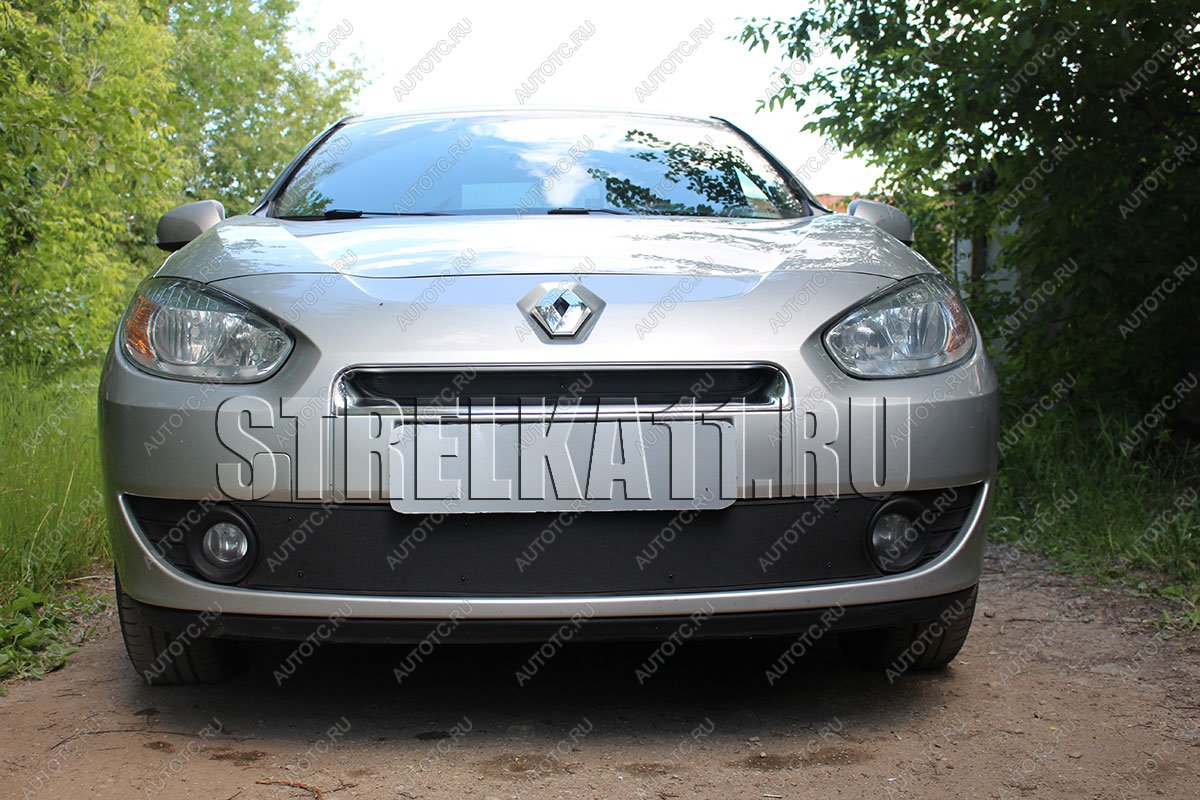 799 р. Зимняя заглушка решетки радиатора (низ) Стрелка11  Renault Fluence (2010-2012) дорестайлинг (черная)  с доставкой в г. Краснодар