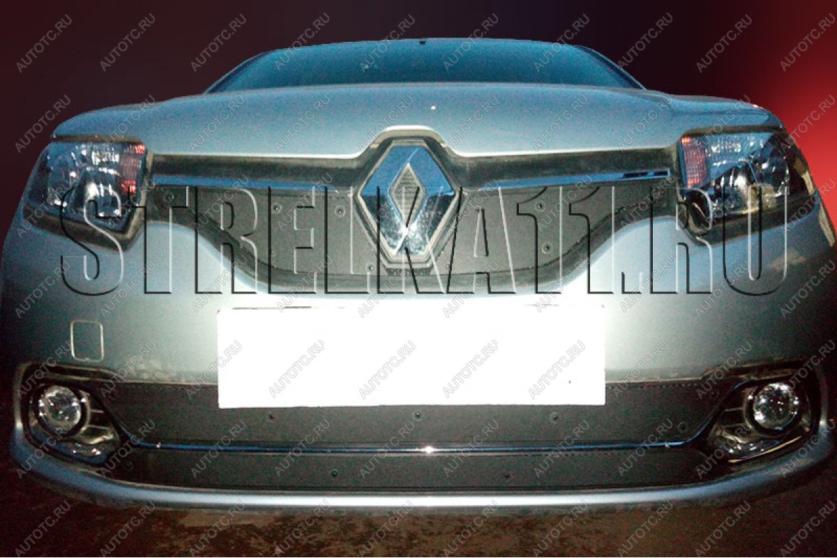 799 р. Зимняя заглушка решетки радиатора (Privilege, Luxe Privilege) (низ) Стрелка11 Renault Logan 2 дорестайлинг (2014-2018) (черная)  с доставкой в г. Краснодар