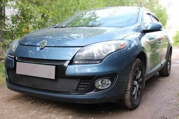 799 р. Зимняя заглушка решетки радиатора (низ) Стрелка11  Renault Megane  купе 3 дв. (2012-2014) 1-ый рестайлинг (черная)  с доставкой в г. Краснодар. Увеличить фотографию 2