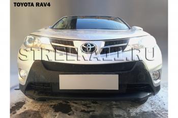 799 р. Зимняя заглушка решетки радиатора (низ) (Стандарт) Стрелка11  Toyota RAV4  XA40 (2012-2015) 5 дв. дорестайлинг (черная)  с доставкой в г. Краснодар. Увеличить фотографию 2