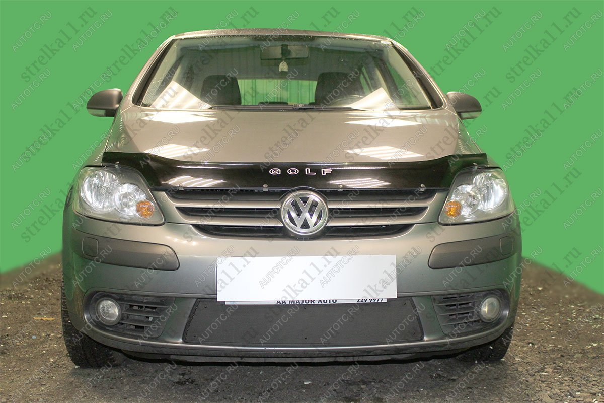 799 р. Зимняя заглушка решетки радиатора Стрелка11  Volkswagen Golf Plus  5 (2004-2009) (черная)  с доставкой в г. Краснодар