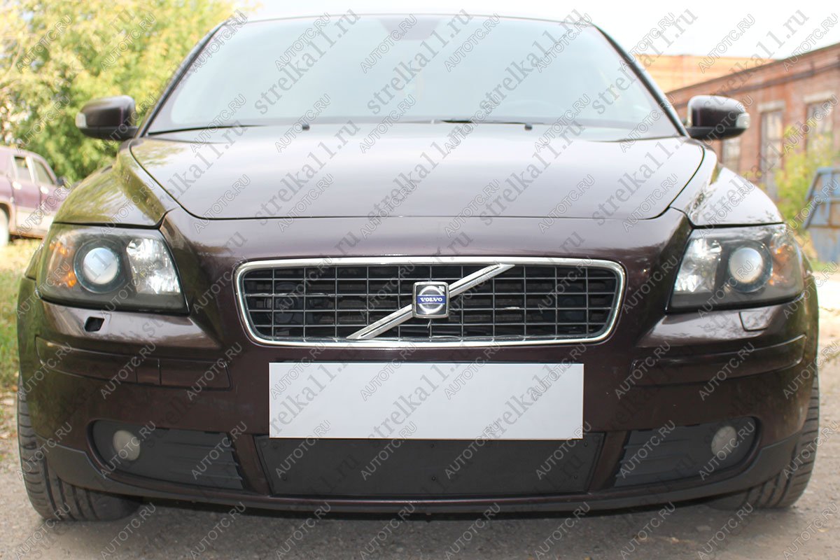 799 р. Зимняя заглушка решетки радиатора Стрелка11  Volvo S40  MS седан (2004-2007) дорестайлинг (черная)  с доставкой в г. Краснодар