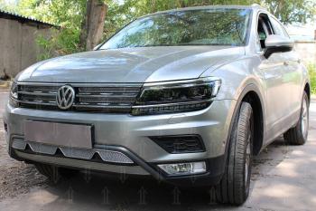 10 299 р. Защита радиатора (низ с камерой) (Off-Road) Стрелка11 Премиум  Volkswagen Tiguan  Mk2 (2016-2020) дорестайлинг (хром)  с доставкой в г. Краснодар. Увеличить фотографию 2