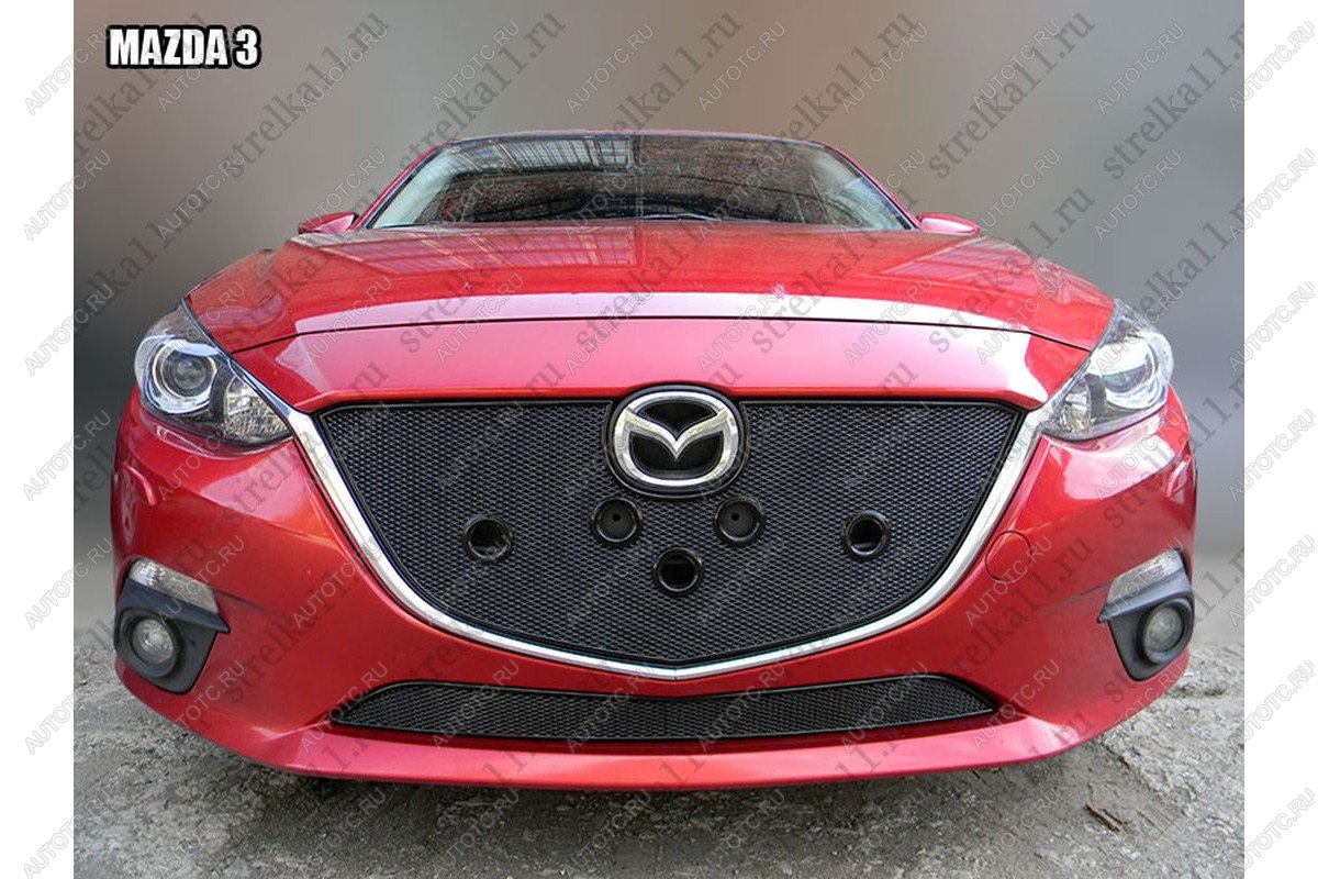 799 р. Зимняя заглушка решетки радиатора (низ) премиум Стрелка11  Mazda 3/Axela  BM (2013-2016) дорестайлинг седан, дорестайлинг, хэтчбэк (черная)  с доставкой в г. Краснодар