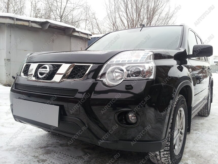 3 999 р. Защита радиатора (середина) Стрелка11 PREMIUM  Nissan X-trail  2 T31 (2010-2015) рестайлинг (черная)  с доставкой в г. Краснодар