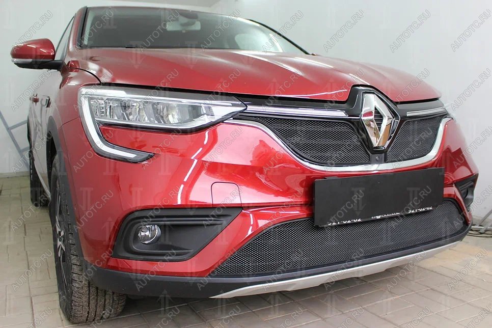 7 299 р.  Защита радиатора (верх, 2 части) Стрелка11 PREMIUM  Renault Arkana (2019-2024) (черная)  с доставкой в г. Краснодар