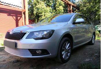 5 399 р. Защита радиатора Стрелка11 PREMIUM Skoda Superb B6 (3T5) универсал рестайлинг (2013-2015) (хром)  с доставкой в г. Краснодар. Увеличить фотографию 2