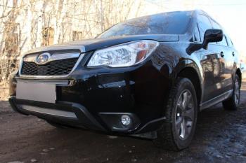 4 199 р. Защита радиатора (низ) Стрелка11 PREMIUM  Subaru Forester  SJ (2012-2016) дорестайлинг (хром)  с доставкой в г. Краснодар. Увеличить фотографию 2