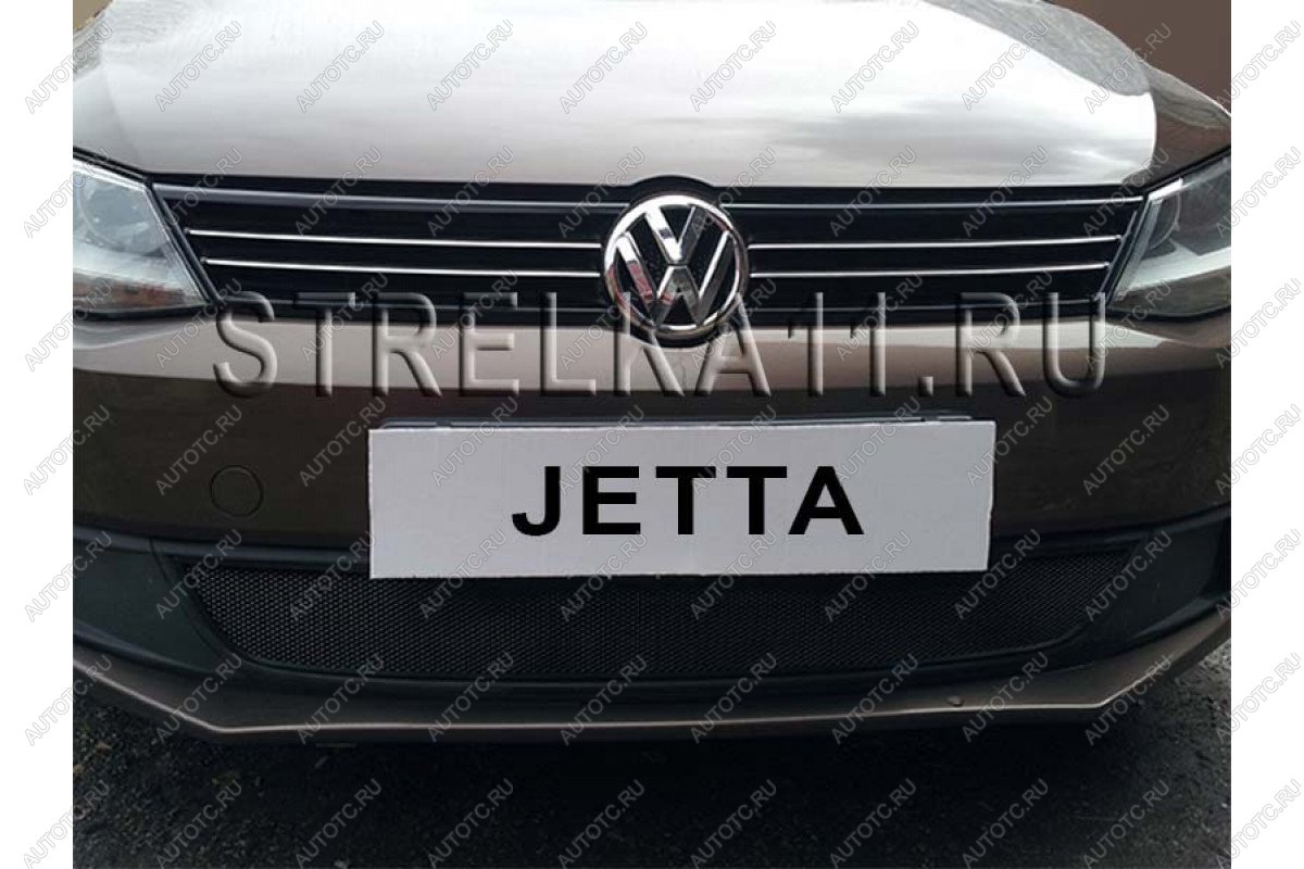 4 099 р. Защита радиатора Стрелка11 PREMIUM  Volkswagen Jetta  A6 (2011-2015) седан дорестайлинг (черная)  с доставкой в г. Краснодар