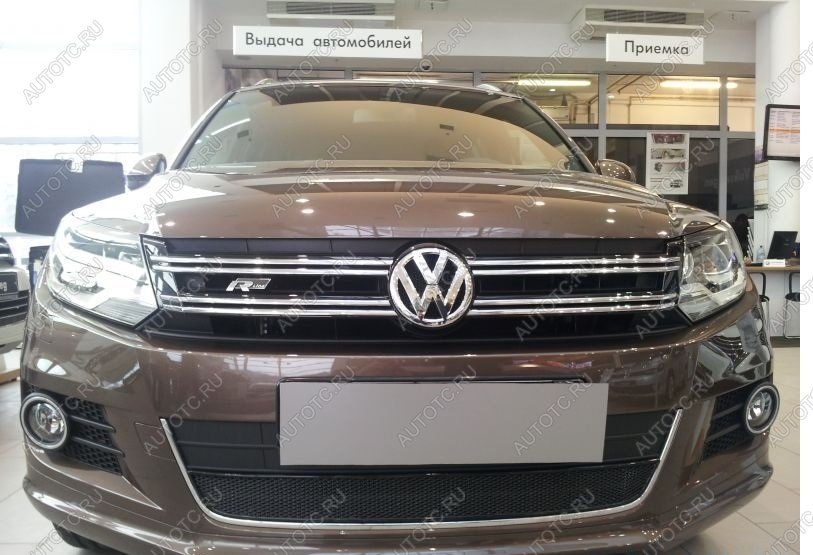 11 549 р. Защита радиатора (низ с парктроником) Стрелка11 Премиум  Volkswagen Tiguan  Mk2 (2016-2020) дорестайлинг (хром)  с доставкой в г. Краснодар