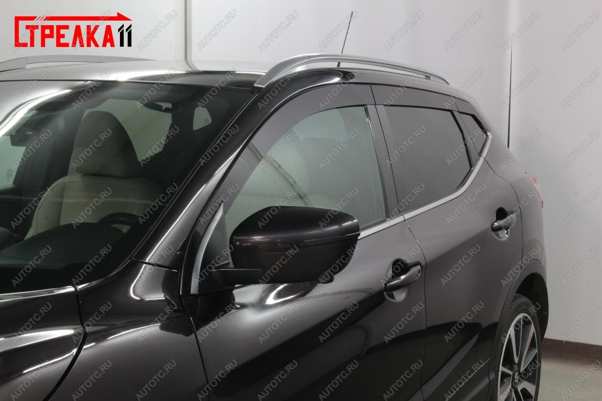 5 899 р. Дефлекторы окон 2D (прямой) Стрелка11  Nissan Qashqai  2 (2013-2019) J11 дорестайлинг (черные)  с доставкой в г. Краснодар