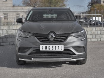 Защита переднего бампера (2 трубы Ø42 и 42 мм, нержавейка) SLITKOFF Renault (Рено) Arkana (Аркана) (2019-2024)