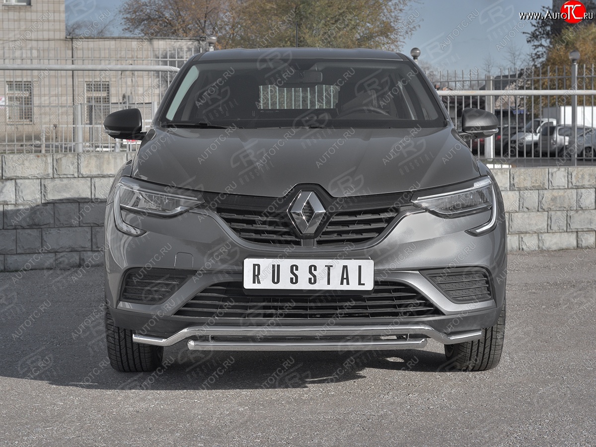 16 999 р. Защита переднего бампера (2 трубы Ø42 мм, нержавейка) SLITKOFF  Renault Arkana (2019-2025)  с доставкой в г. Краснодар