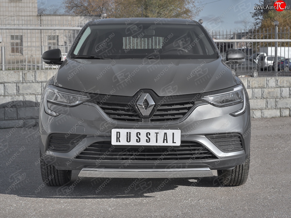 9 649 р. Защита переднего бампера (Ø75x42 мм, нержавейка) Russtal  Renault Arkana (2019-2024)  с доставкой в г. Краснодар