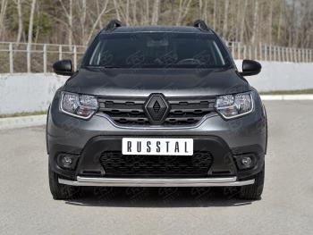 Защита переднего бампера (2 трубы Ø42 мм, нержавейка) SLITKOFF Renault (Рено) Duster (Дастер)  HM (2020-2024) HM