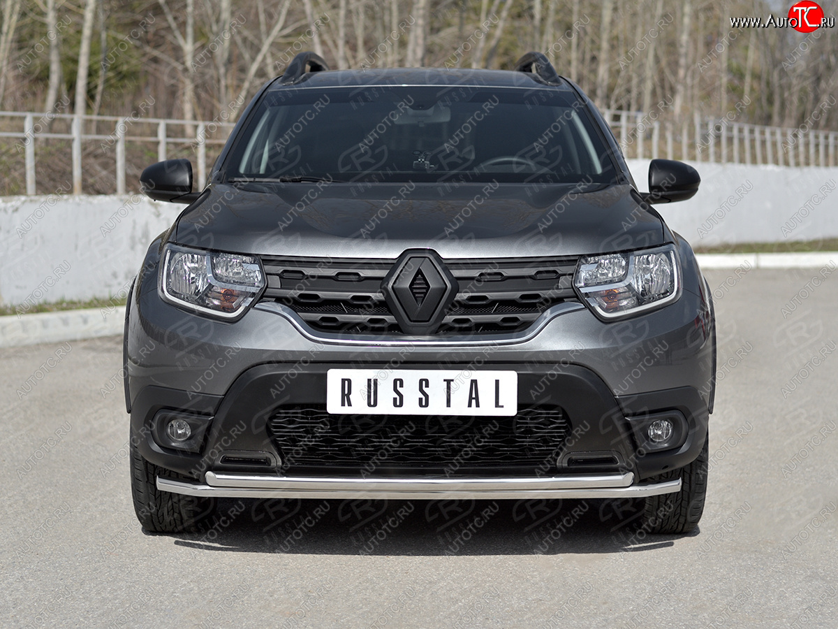 17 849 р. Защита переднего бампера (2 трубы Ø42 мм, нержавейка) SLITKOFF  Renault Duster  HM (2020-2024)  с доставкой в г. Краснодар