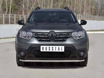 Защита переднего бампера (Ø42 мм, нержавейка) SLITKOFF Renault Duster HM рестайлинг (2021-2024)