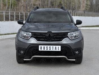 Защита переднего бампера (Ø42 мм волна, нержавейка) SLITKOFF Renault Duster HM рестайлинг (2021-2024)