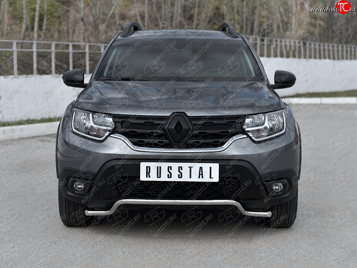 12 999 р. Защита переднего бампера (Ø42 мм волна, нержавейка) SLITKOFF  Renault Duster  HM (2020-2024)  с доставкой в г. Краснодар