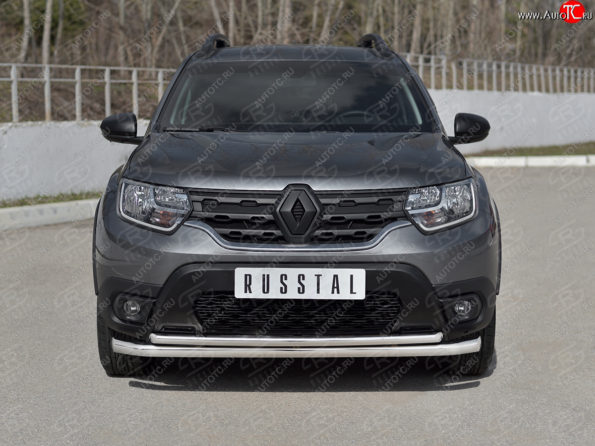 17 349 р. Защита переднего бампера (2 трубы Ø63 и 42 мм) SLITKOFF  Renault Duster  HM (2021-2024) рестайлинг (полированная нержавейка)  с доставкой в г. Краснодар