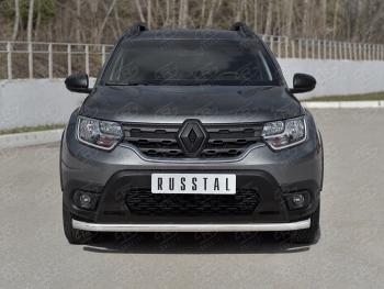 Защита переднего бампера (Ø63 мм, нержавейка) SLITKOFF Renault (Рено) Duster (Дастер)  HM (2020-2024) HM