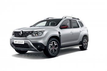 11 999 р. Порожки для ног Petroil Tuning (Ø51 с алюминиевой площадкой) Renault Duster HM рестайлинг (2021-2024) (Цвет: серебристый (Искра))  с доставкой в г. Краснодар. Увеличить фотографию 2