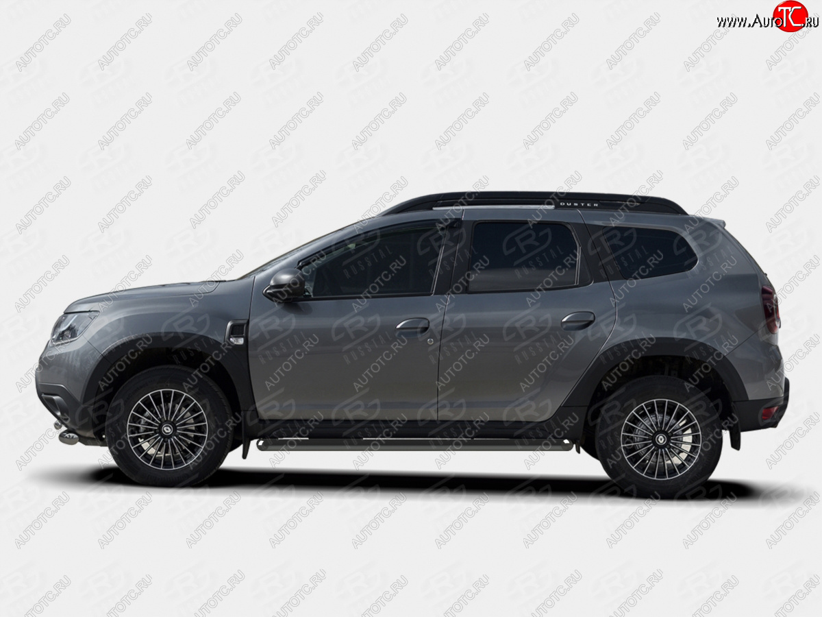 13 699 р. Защита порогов (Ø63 мм) SLITKOFF Renault Duster HM (2020-2024) (срез на торцах 45°, цвет черный)  с доставкой в г. Краснодар