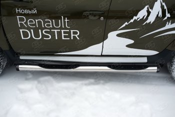 24 999 р. Пороги труба d76 с накладкой SLITKOFF (чёрные V2) Renault Duster HS рестайлинг (2015-2021)  с доставкой в г. Краснодар. Увеличить фотографию 2