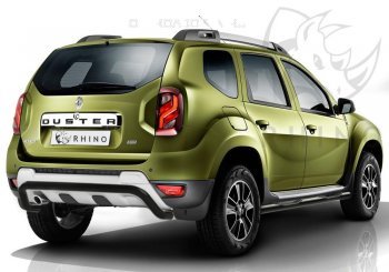 Пороги труба d76 с накладкой ч. сталь SLITKOFF. (v3) Renault Duster HS рестайлинг (2015-2021)