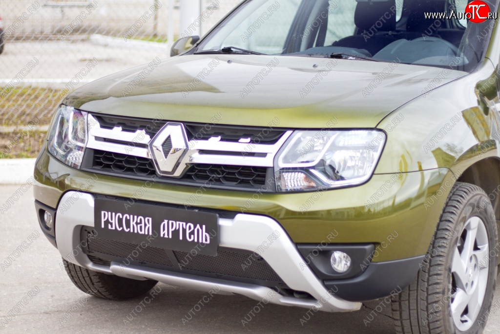 2 299 р. Защитная сетка решетки переднего бампера РА  Renault Duster  HS (2015-2021) рестайлинг  с доставкой в г. Краснодар