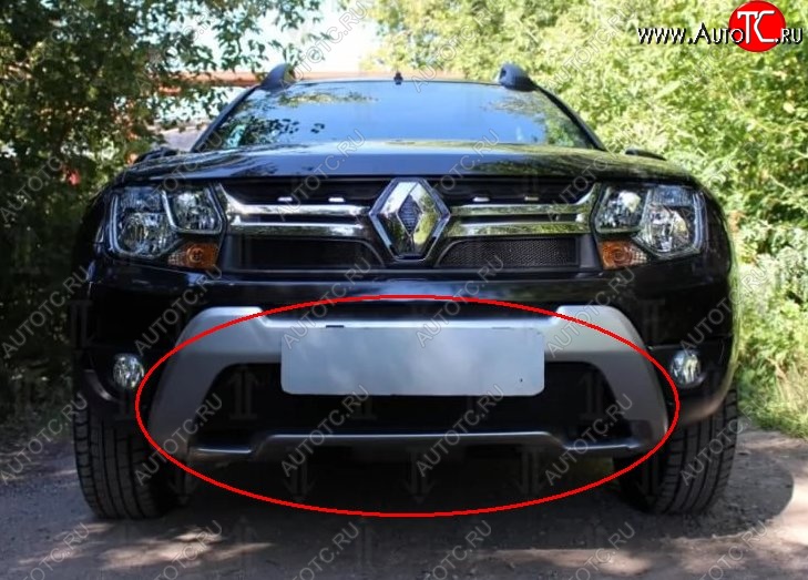 1 469 р. Нижняя защитная сетка на бампер Russtal (черная)  Renault Duster  HS (2015-2021) рестайлинг  с доставкой в г. Краснодар