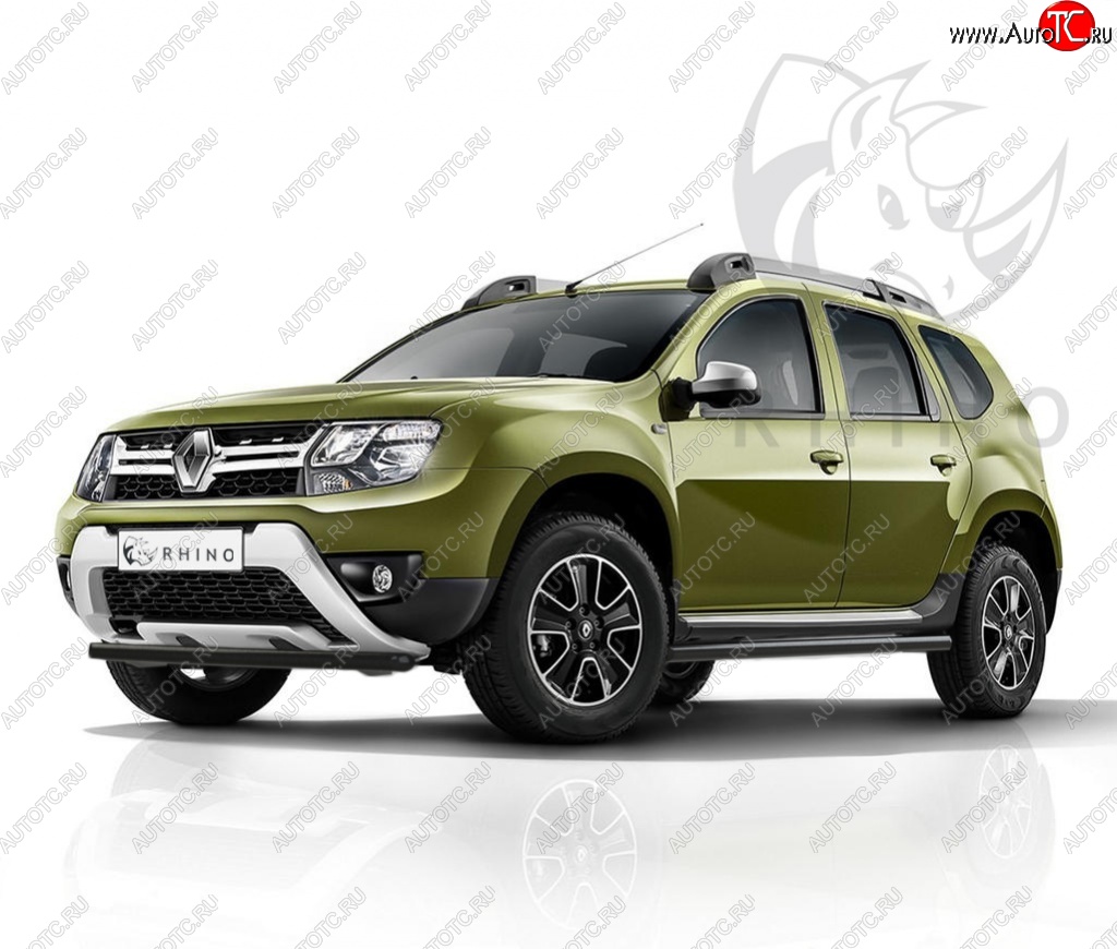 8 449 р. Защита переднего бампера (Ø63 мм, окрашенная) SLITKOFF Renault Duster HS рестайлинг (2015-2021) (черный)  с доставкой в г. Краснодар