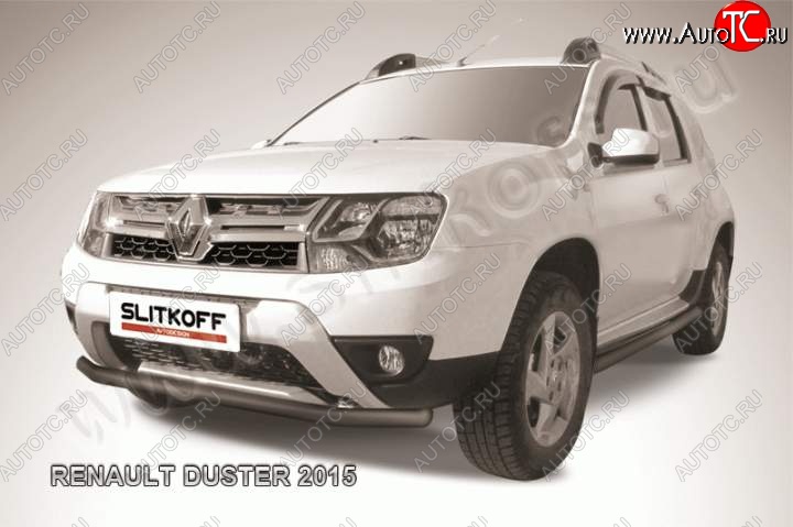 6 499 р. Защита переднего бампер Slitkoff Renault Duster HS рестайлинг (2015-2021) (Цвет: серебристый)  с доставкой в г. Краснодар