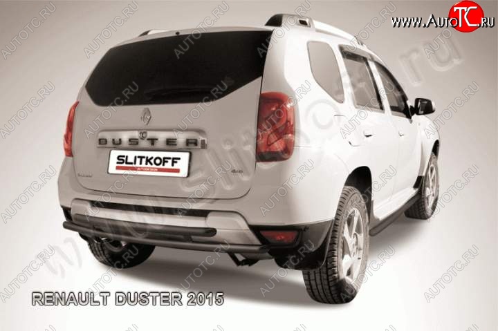 6 349 р. Защита задняя Slitkoff Renault Duster HS рестайлинг (2015-2021) (Цвет: серебристый)  с доставкой в г. Краснодар