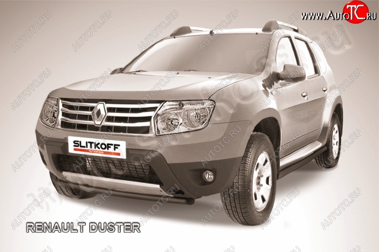 6 849 р. Защита переднего бампер Slitkoff  Renault Duster  HS (2010-2015) дорестайлинг (Цвет: серебристый)  с доставкой в г. Краснодар