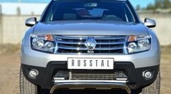 13 399 р. Защита переднего бампера (Ø42 мм, нержавейка, 4х4) SLITKOFF Renault Duster HS дорестайлинг (2010-2015)  с доставкой в г. Краснодар. Увеличить фотографию 1