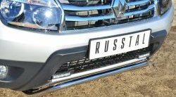 13 399 р. Защита переднего бампера (Ø42 мм, нержавейка, 4х4) SLITKOFF Renault Duster HS дорестайлинг (2010-2015)  с доставкой в г. Краснодар. Увеличить фотографию 2