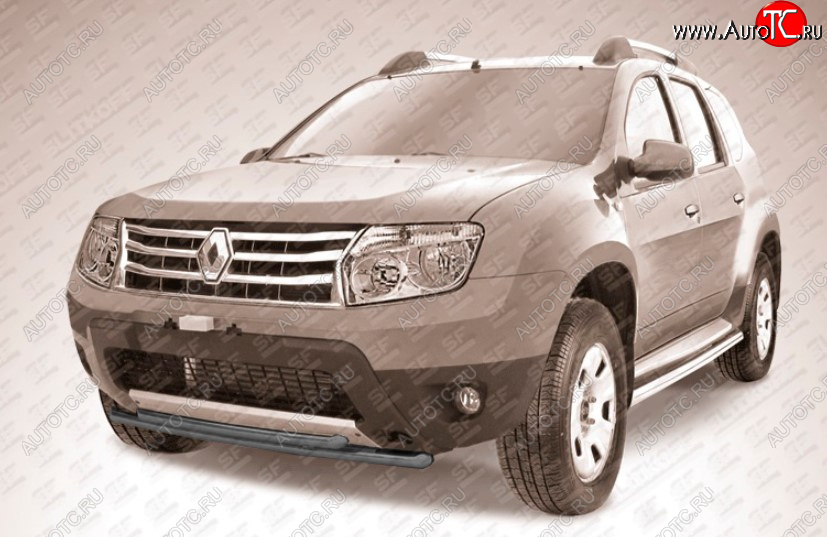 7 299 р. Защита переднего бампера Slitkoff (Ø 42+Ø 42, двойная).  Renault Duster  HS (2010-2015) дорестайлинг (Сталь с полимерным покрытием. Цвет: черный)  с доставкой в г. Краснодар