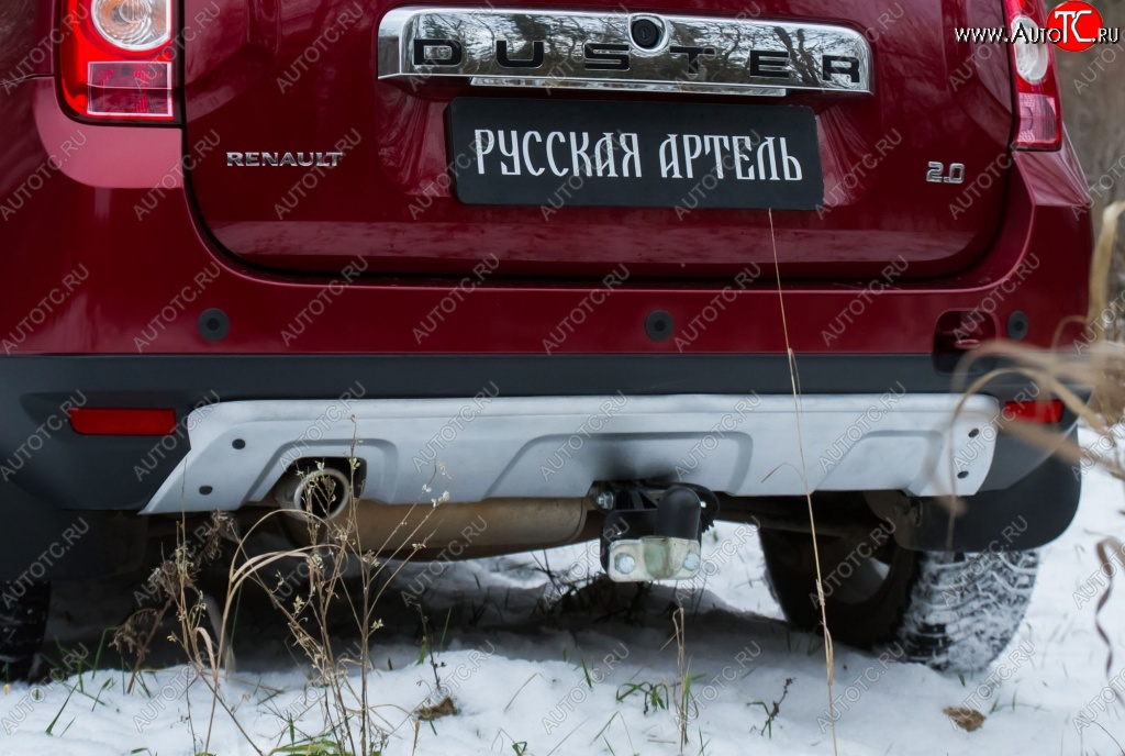 4 999 р. Накладка на задний бампер RA Renault Duster HS дорестайлинг (2010-2015) (Поверхность шагрень (серый металлик))  с доставкой в г. Краснодар