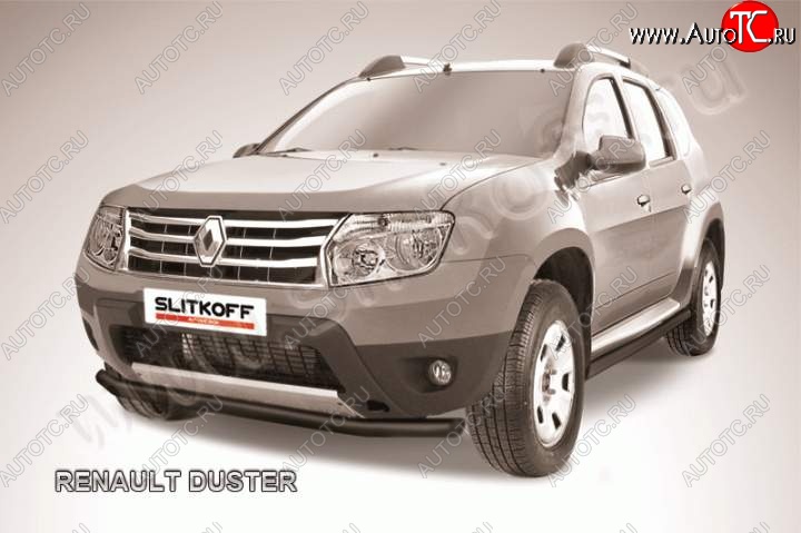 8 299 р. Защита переднего бампер Slitkoff Renault Duster HS дорестайлинг (2010-2015) (Цвет: серебристый)  с доставкой в г. Краснодар