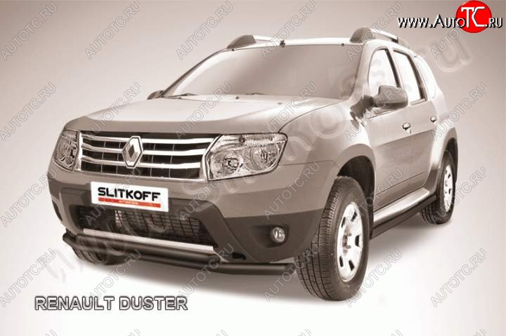 9 549 р. защита переднего бампера Slitkoff  Renault Duster  HS (2010-2015) дорестайлинг (Цвет: серебристый)  с доставкой в г. Краснодар