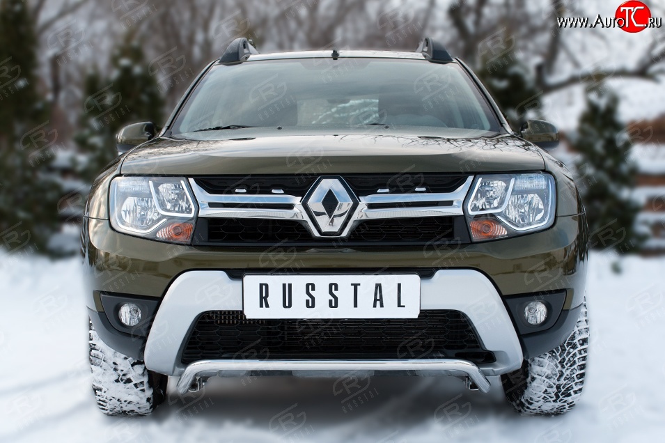 12 599 р. Защита переднего бампера (Ø42 мм волна, нержавейка) SLITKOFF  Renault Duster  HS (2015-2021) рестайлинг  с доставкой в г. Краснодар