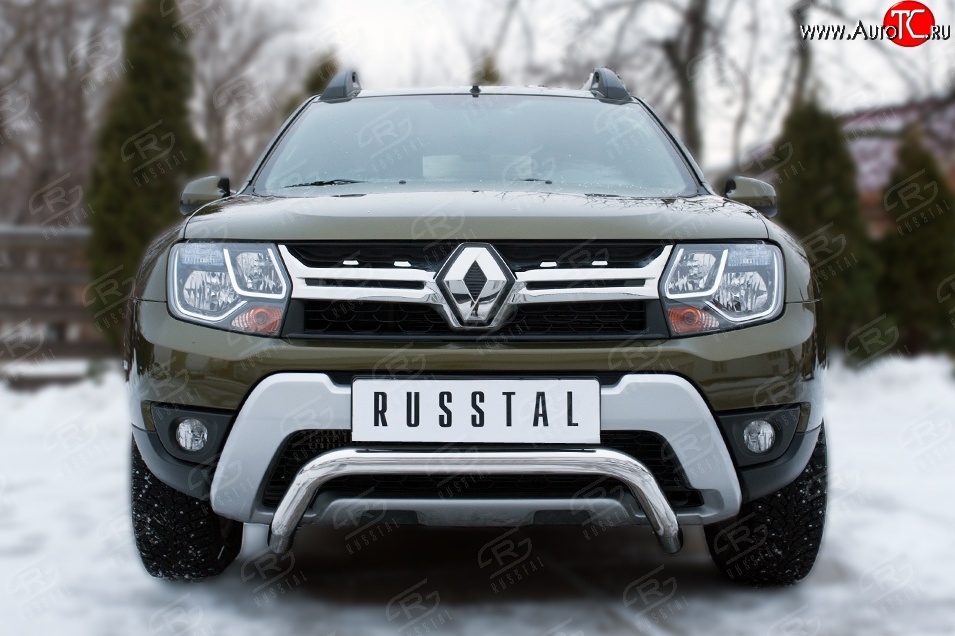 13 349 р. Защита переднего бампера (Ø63 мм волна, нержавейка) SLITKOFF  Renault Duster  HS (2015-2021) рестайлинг  с доставкой в г. Краснодар