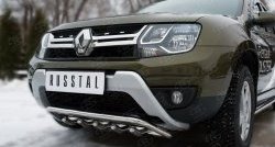 20 699 р. Защита переднего бампера (Ø42 мм с зубами, нержавейка) SLITKOFF  Renault Duster  HS (2010-2021) дорестайлинг, рестайлинг  с доставкой в г. Краснодар. Увеличить фотографию 2